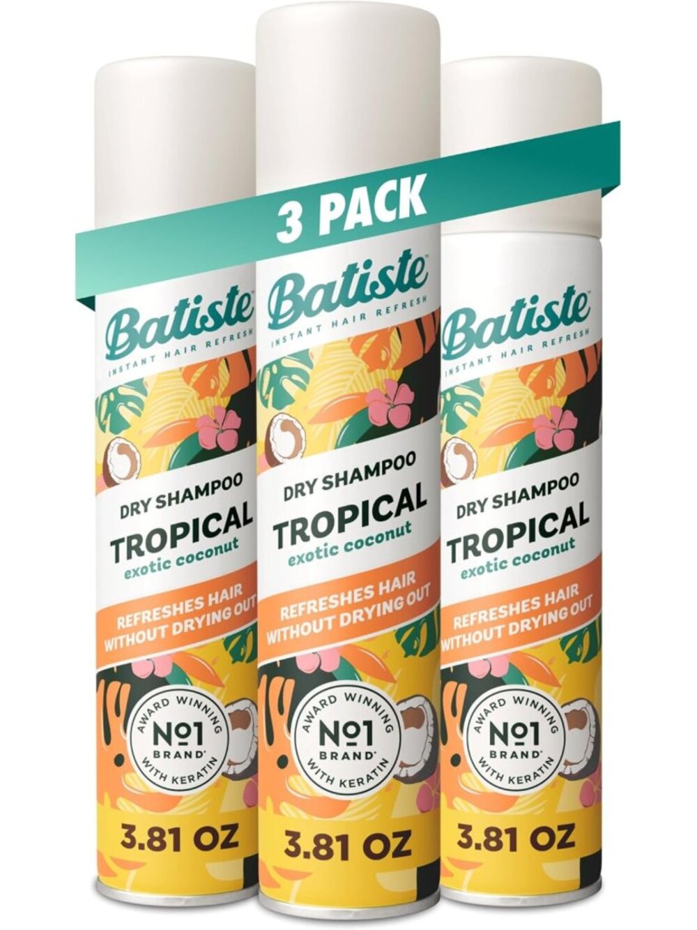 Tropical Dry Shampoo 3-Pack | Refreshing Hair Care, Oil Absorbing Formula